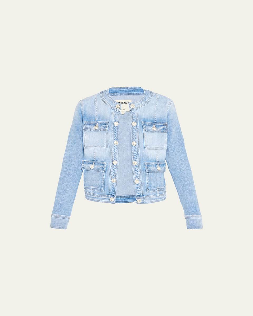 Yari Faded Collarless Denim Jacket